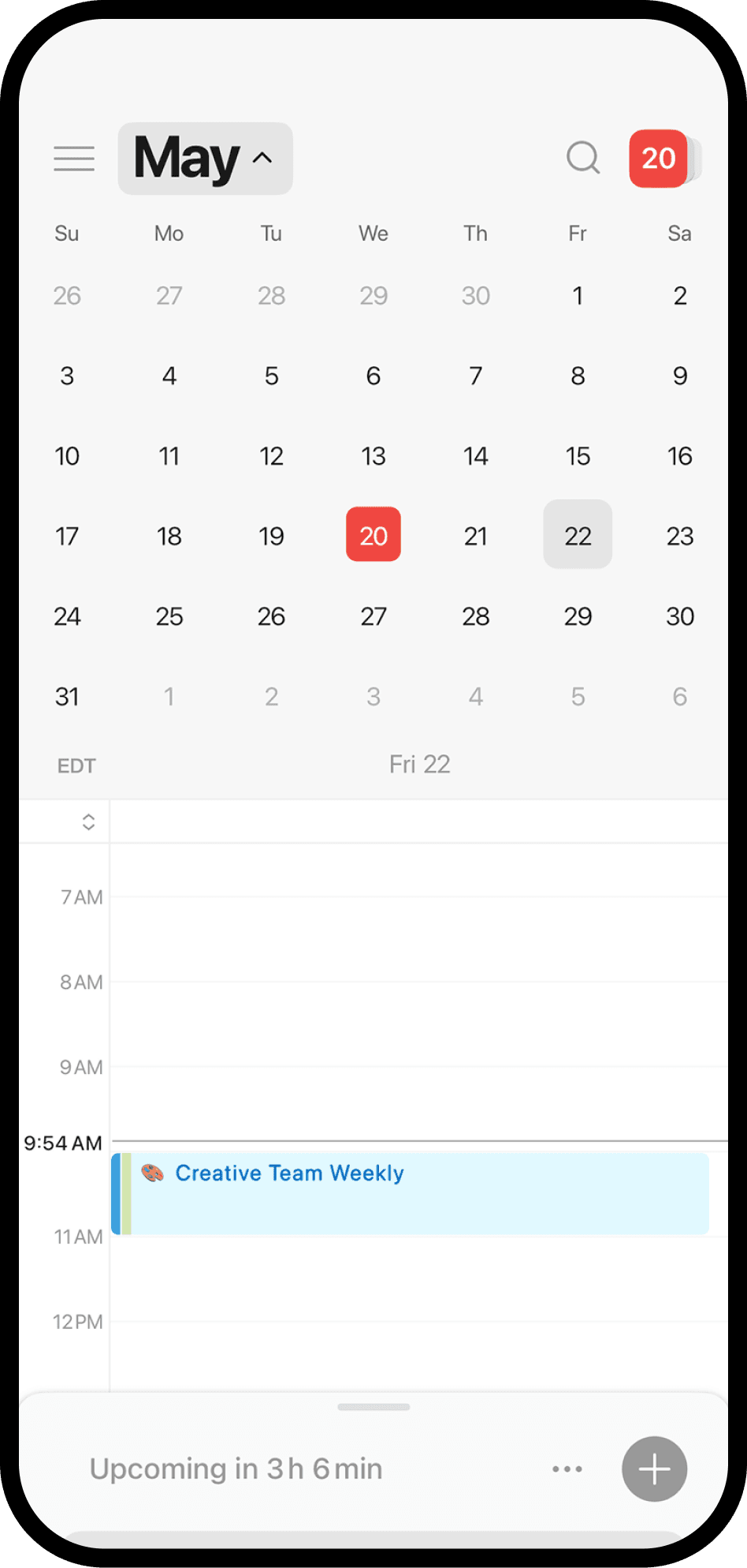 ภาพหน้าจอของ Notion Calendar บนมือถือ