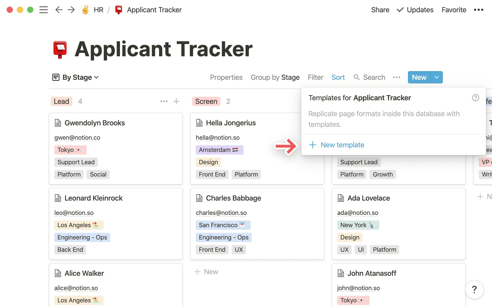 Create a new template you can use and customize to every applicant.