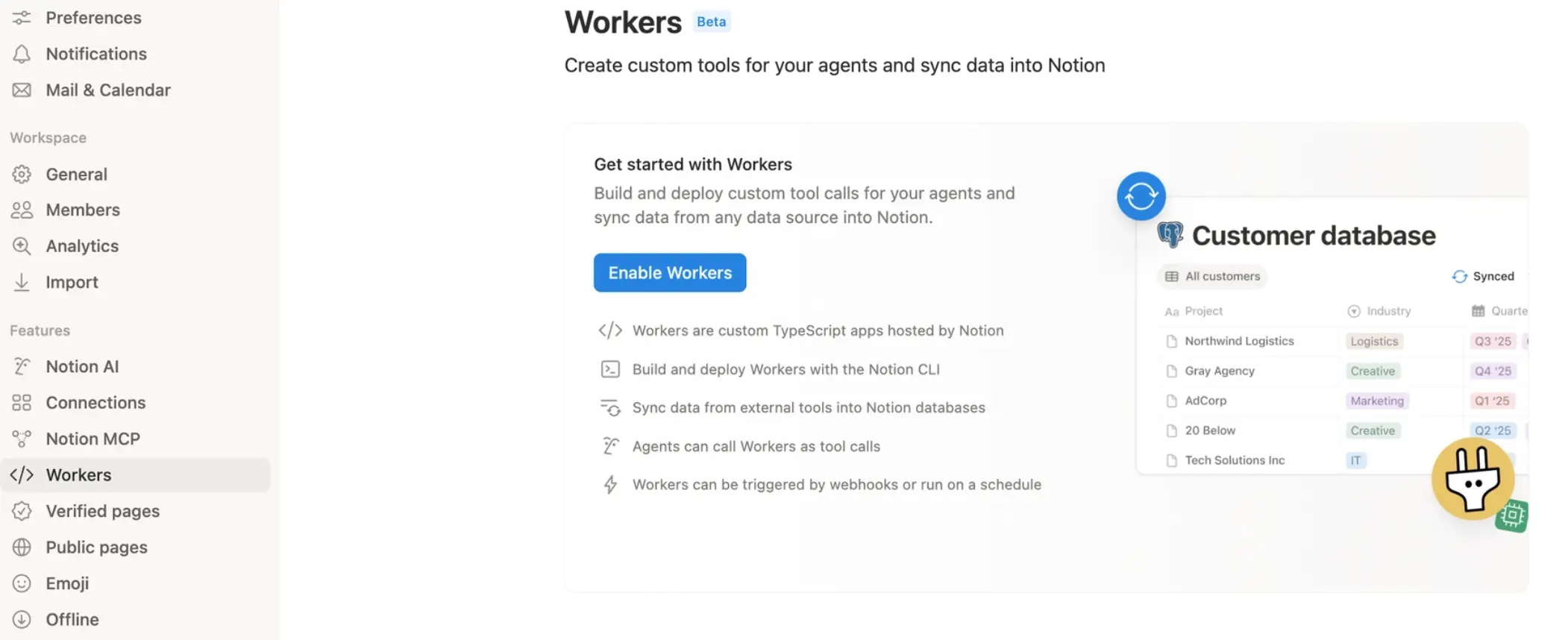 Workers tab