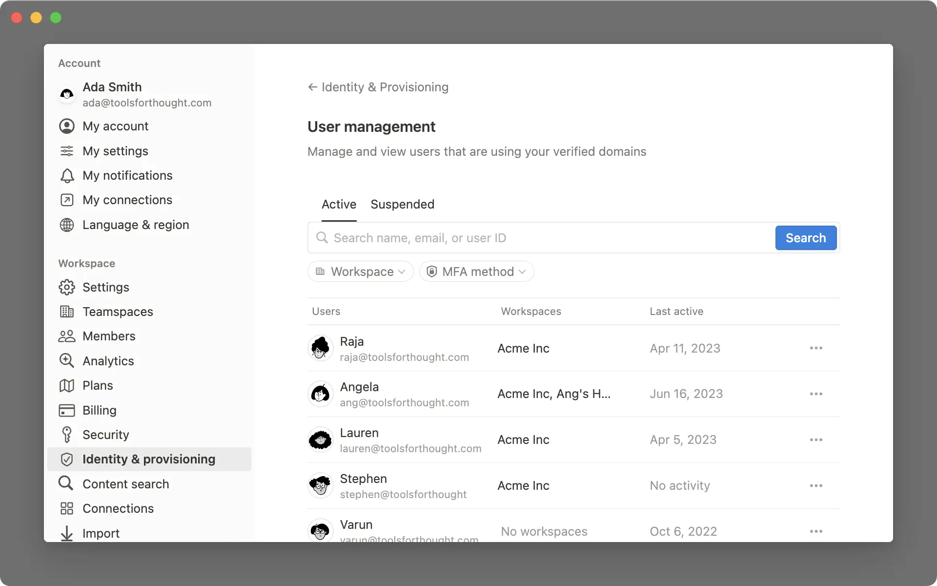 HC: administrerede brugeres dashboard